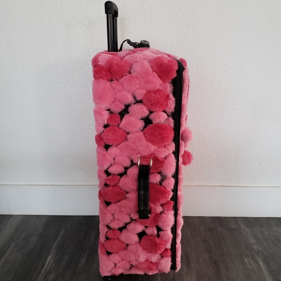 Pink Faith Knight Faux Fur Poofball Luggage - Picture 3 of 7